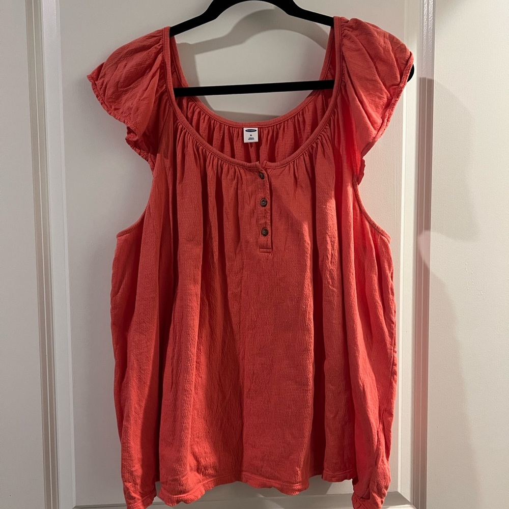 Women's Coral Flutter Sleeve Top